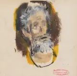 Corneliu Baba, Rege nebun, 1986, guașă, cerapastel și cărbune pe hârtie