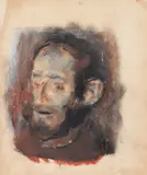 Corneliu Baba, Rege nebun, 1985, guașă, cerapastel și cărbune pe hârtie