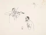 Constantin Piliuță, Introspecție (La un pahar), 1993, tuș pe hârtie