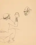Constantin Piliuță, Pentru tata (La birt), creion pe carton