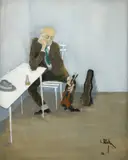 Un artist by Constantin Piliuță, 1994, ulei pe carton, sold Feb 2025