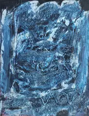 Horia Damian, Composition bleue, 1964, ulei și rășină pe pânză