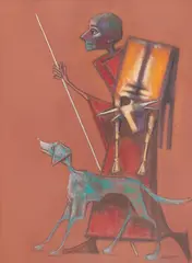 Exploratori by Ion Iancuț, pastel pe hârtie, sold Feb 2025