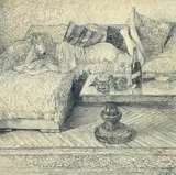 Celina Cordoș, Reading Between The Lines (II), 2024, ulei și creion colorat pe pânză