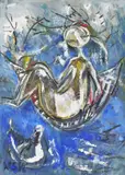 Hamacul by Wanda Sachelarie Vladimirescu, ulei pe pânză, sold Feb 2025