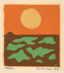 Apus by Vasile Dobrian, 1994, linogravură, sold Feb 2025