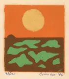 Vasile Dobrian, Apus, 1994, linogravură