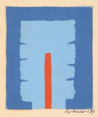 Piscină by Vasile Dobrian, 1989, linogravură, sold Feb 2025