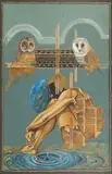 Luigi Puiu, Palimpsest ((A thought is flesh from a night bird), 2021, tuș pe hârtie