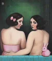 Dalina Bădescu, Amazones, 2024, ulei pe placaj
