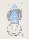 Ștefan Câlția, Casă albastră (IV), 2021, serigrafie