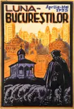 Ary Murnu, Macheta originală a afișului ”Luna Bucureștilor”, realizată de Ary Murnu, 1935, piesă de colecție, provine din colecția familiei de artiști Murnu, cariocă și tuș pe carton