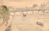 Theodor Pallady, Vedere pe Sena, acuarelă și creioane colorate pe hârtie