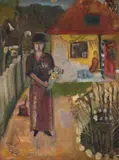 Aurel Cojan, Femme au bouquet, ulei pe pânză lipită pe carton