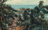 Faleză la Balcic by Rodica Maniu, acuarelă și creion pe hârtie, sold Feb 2025