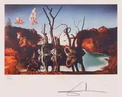 Lebede reflectând elefanți by Salvador Dalí, cromolitografie, sold Jan 2025