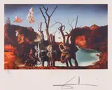 Lebede reflectând elefanți by Salvador Dalí, cromolitografie, sold Jan 2025