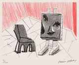 David Hockney, Celia cu scaun, cromolitografie