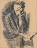 Corneliu Baba, Citind, anii '50, cărbune pe hârtie