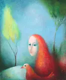 Irina Katz Mazilu, L'oiseau Rouge, 2000, ulei pe pânză