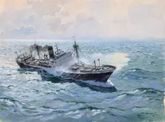 Dimitrie Știubei, Dimineață pe Marea Neagră, 1982, guașă pe hârtie