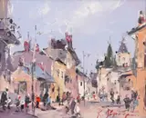Radu Darânga, Vedere din Sibiu, ulei pe pânză lipită pe carton