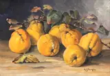 Elena Müller-Stăncescu, Natură statică cu gutui, ulei pe carton
