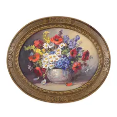 Flori de câmp by Constantin Păun, 1940, ulei pe carton, sold Jan 2025