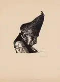 Jules Perahim, Se simte cu musca pe căciulă! (din seria ”Proverbe și zicători”), 1956, litografie