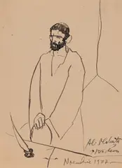 Traian Brădean, Procesul, 1977, tuș pe hârtie