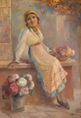 Samuel Bogdanovici, Frumoasa florăreasă, ulei pe pânză