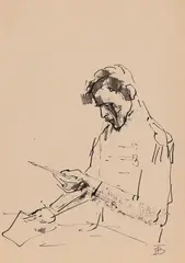 Traian Brădean, Iscălitura, tuș și laviu pe hârtie