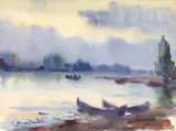 Constantin Găvenea, Peisaj din Deltă, acuarelă pe hârtie