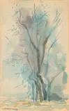 Peisaj de dimineață by Ion Alin Gheorghiu, 1976, acuarelă pe hârtie lipită pe carton, sold Jan 2025
