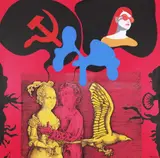 Mircea Valeriu Deaca, Comunism vs Capitalism, 2024, acrilic și tuș pe hârtie japoneză tengujo maruflată pe pânză
