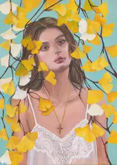 Teodora Florea-Ionescu, Golden whispers, 2024, acrilic pe pânză