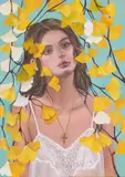 Teodora Florea-Ionescu, Golden whispers, 2024, acrilic pe pânză