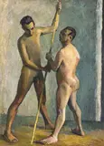 Studiu de personaje (Hefaistos) by Constantin Piliuță, mijlocul anilor '60, ulei pe pânză, sold Jan 2025