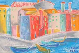 Simona Vasiliu Chintilă, Peisaj din Burano, 1962, creioane ceratepe hârtie