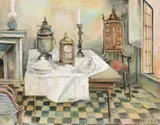 Nicolae (Nicolai) Georgescu, Interior cu samovar și scoică, ulei pe pânză