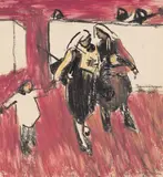 Constantin Baciu, Grija, 1960, acuarelă, cărbune și tuș pe hârtie