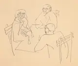 Solilocvii (La cârciumă) by Constantin Piliuță, peniță pe hârtie, sold Jan 2025