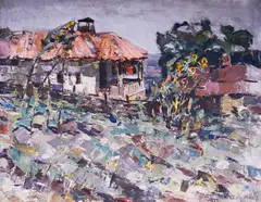 Dechko Uzunov, The Sunflower Garden, 1950s, oil paints on canvas