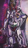 Cubist figure by Edmond Demirjian, 1977, oil on canvas, sold Dec 2024