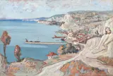Gheorghe Urumoff-Caliacra, Landscape in Balchik, oil on wood fiberboard
