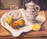 Bencho Obreshkov, Still life with teapot and fruits, late 1930s, oil on canvas