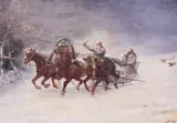 Konstantin Stoilov, The snow storm, oil on canvas