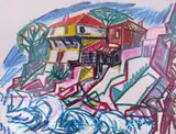 Atanas Patsev, Sozopol landscape, 1979, pastel on paper
