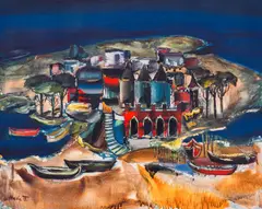 Nayden Petkov, Tunisian landscape, 1980s, oil on canvas