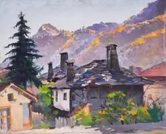 Nikola Valchev, Mountain village, 1940s, oil on canvas